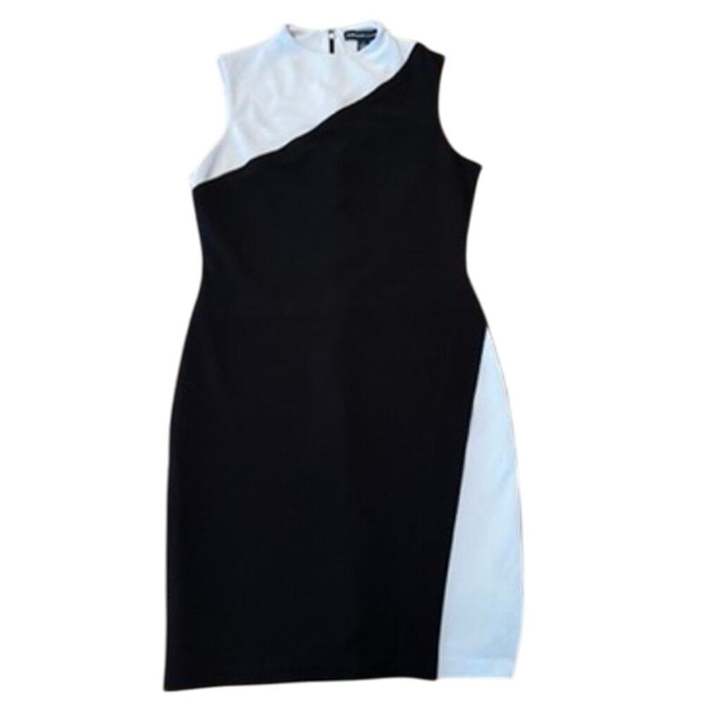 AMERICAN LIVING Black White Asymmetrical Sheath Dress Size 8